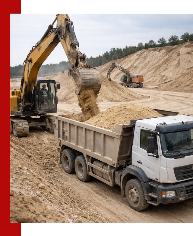 Доставка карьерного песка с самосвалами и разгрузкой в Магнитогорске