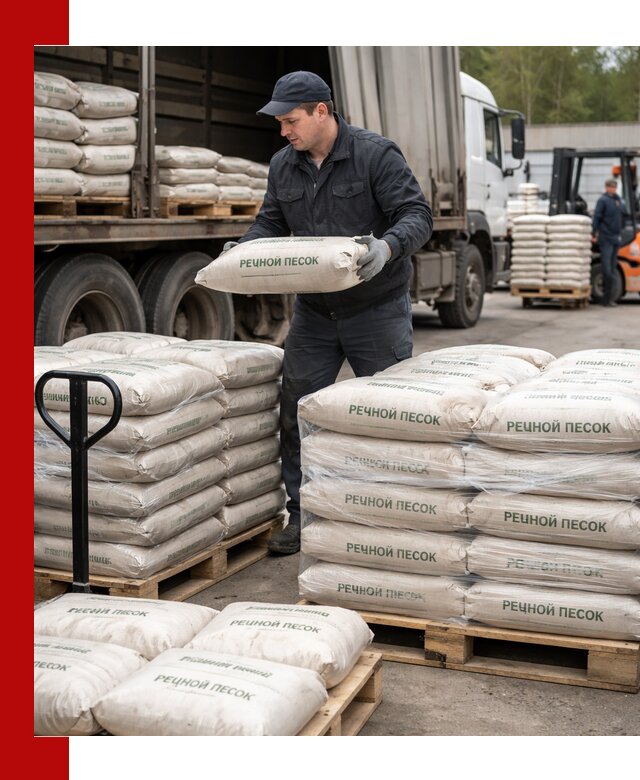 Речной песок в мешках с доставкой в Магнитогорске