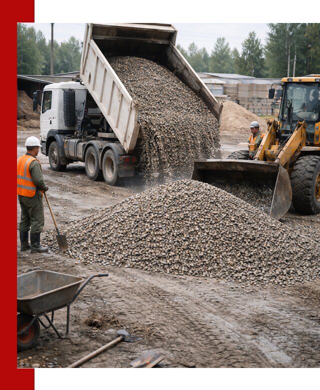 Мытый гравий с доставкой в Магнитогорске от карьера до участка