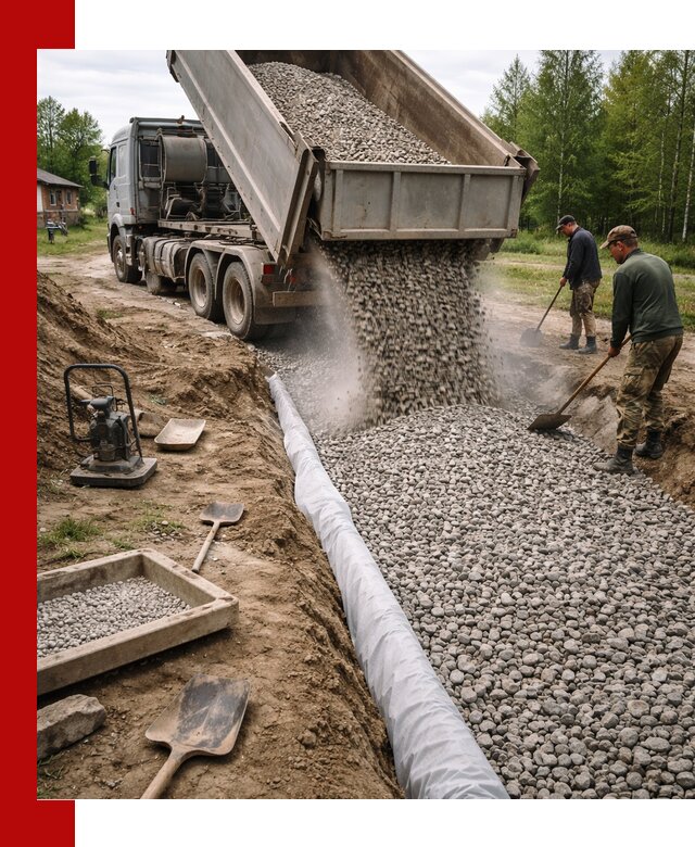 Гравий для дренажа с доставкой в Магнитогорске качественный и недорогой