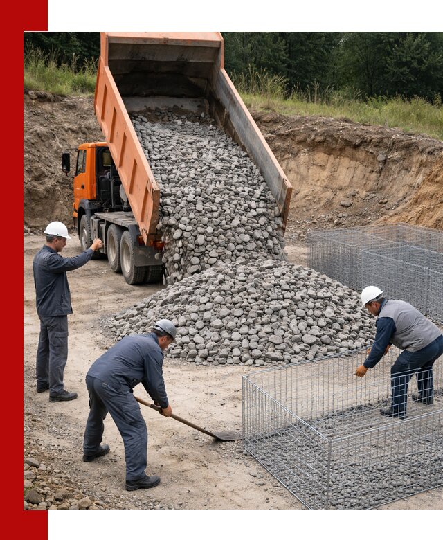 Камень для габионов с доставкой в Магнитогорске быстро и надёжно