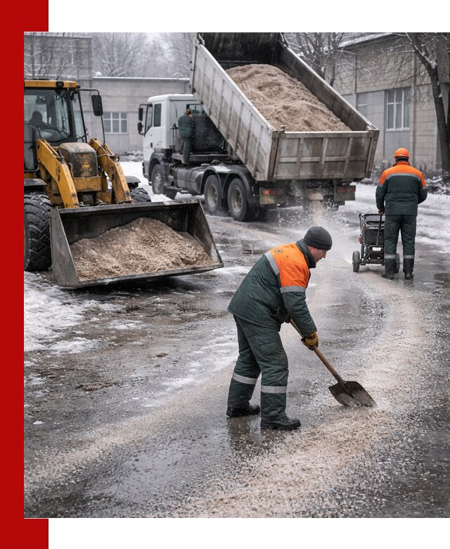 Реагент против гололеда с доставкой и нанесением в Магнитогорске