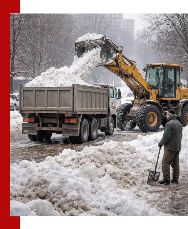 Вывоз снега грузовой техникой в Магнитогорске оперативно и чисто