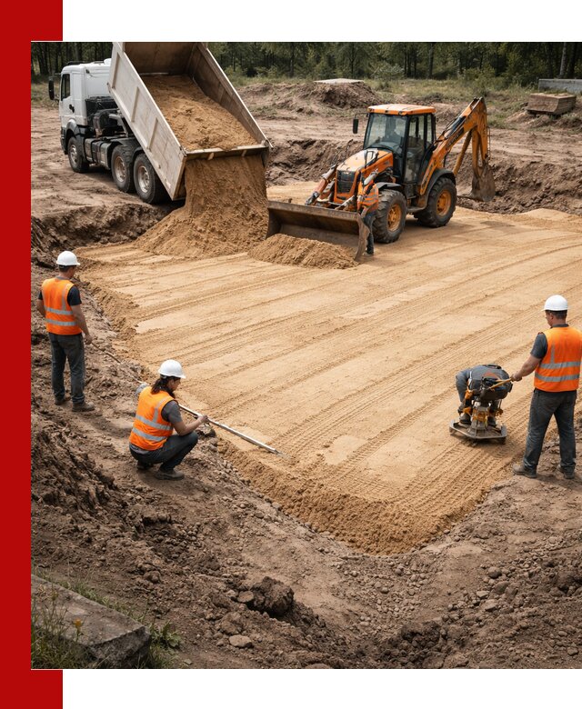 Устройство песчаной подушки для фундаментов и дорог в Магнитогорске